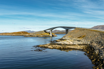 Fototapeta premium Atlantic ocean road under blue sky in Norway