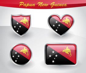 Glossy Papua New Guinea flag icon set