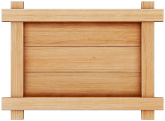 old wooden frame board, menu board. isolated on white. 3d rendering.