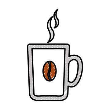 steaming coffee mug with bean clip art preview