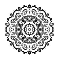 Vector element for coloring book. Black and white mandala