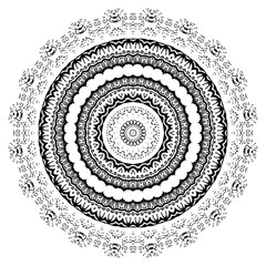 Vector element for coloring book. Black and white mandala