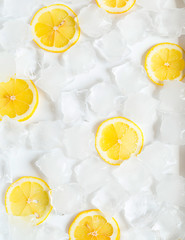 Ice and sliced lemon Background