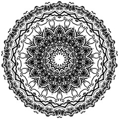 Vector element for coloring book. Black and white mandala