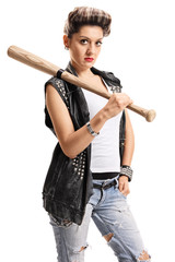 Punk girl with a bat