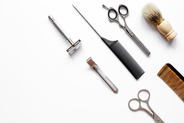 Instruments male hairdresser barbershop top view