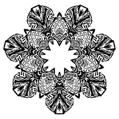 Vector element for coloring book. Black and white mandala