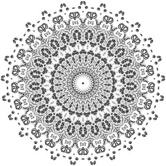 Vector element for coloring book. Black and white mandala