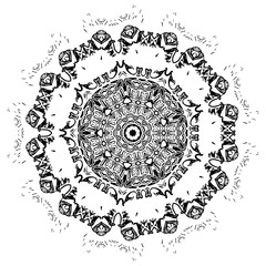 Fototapeta premium Vector element for coloring book. Black and white mandala