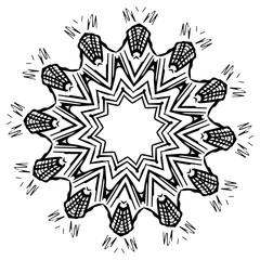 Vector element for coloring book. Black and white mandala