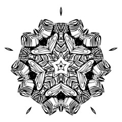 Vector element for coloring book. Black and white mandala