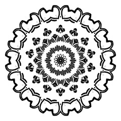 Vector element for coloring book. Black and white mandala
