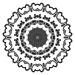 Vector element for coloring book. Black and white mandala