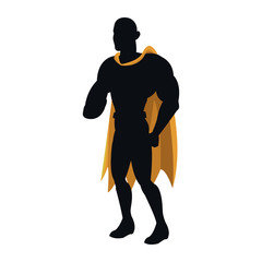 silhouette of a superhero posing vector illustration