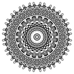 Vector element for coloring book. Black and white mandala