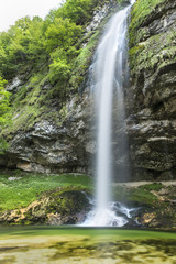 The view of  Goriuda waterfall in Friuli region.