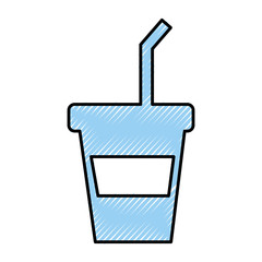 plastic cup with straw icon vector illustration design