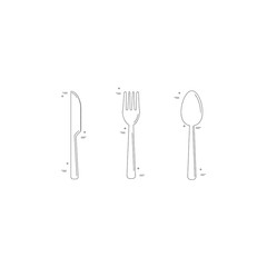 Vector line style icons with knife, fork and spoon