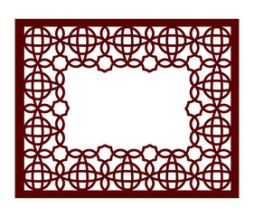 Lacy frame with carved openwork pattern. Vector Stencil. Template for interior design