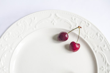 cherries on white background