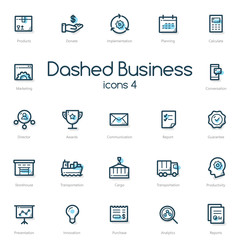 Business line icons set with blue accent isolated on light background.