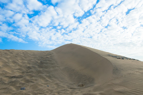 Desert with sand dunes in Gran Canaria Spain