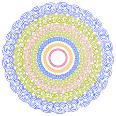 Colorful bright vector illustrated mandala.