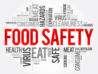 Food Safety word cloud collage, concept background