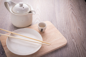 empty tea drinking set