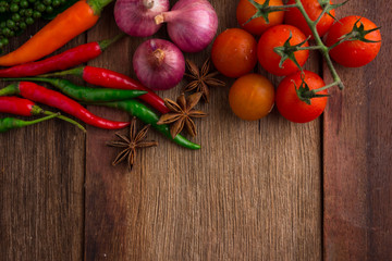 Vegetable on old wooden background
