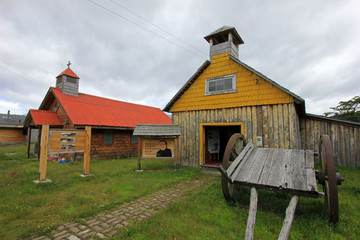 Old wooden chapel, museum, Villa O'Higgins, Carretera Austral, Patagonia Chile