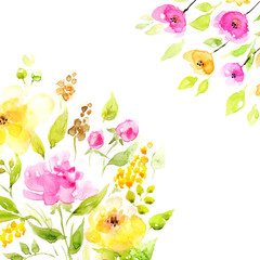 flowers in watercolor on white background