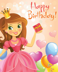 Happy Birthday, Princess, greeting card. 