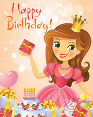 Happy Birthday, Princess, greeting card. 