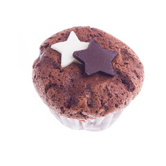 chocolate cupcake on white background