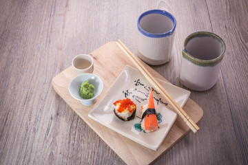 japanese sushi and sake set