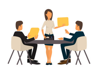 Business man at business lunch. Waitress vector