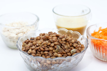 Lentil Burger Preparation : Ingredients to prepare lentils burger