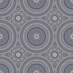 Seamless background  Eastern style blue and beige. Arabic  Pattern. Mandala ornament. Elements of flowers and leaves. Vector illustration. Use for wallpaper, print packaging paper, textiles.