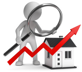 3d Männchen steigende Immobilienpreise