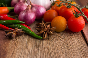 Vegetable on old wooden background