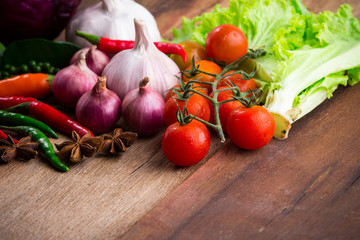 Vegetable on old wooden background