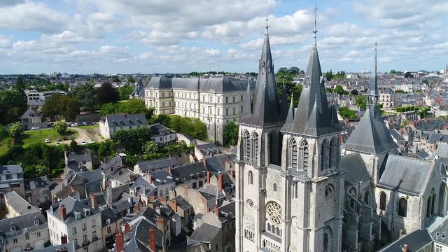 France, Loir et Cher, Loire Valley listed as World Heritage by UNESCO, Aerial view of Chateau de Blois.