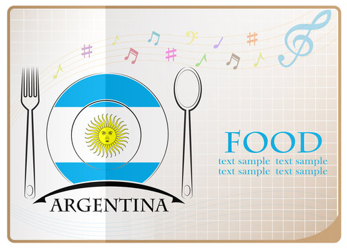 Food logo made from the flag of argentina