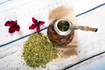 Yerba mate cup and straw