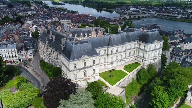 France, Loir et Cher, Loire Valley listed as World Heritage by UNESCO, Aerial view of Chateau de Blois.