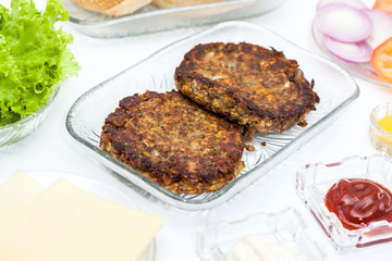 Lentil Burger Preparation : Grilled lentils burger patties
