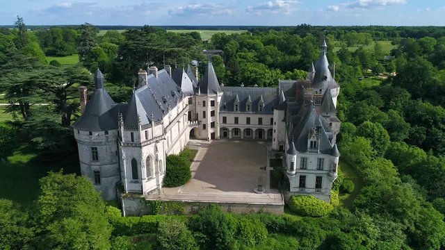 France, Loir et Cher, Loire valley listed as World Heritage by UNESCO, Chaumont sur Loire, Aerial view of the castle