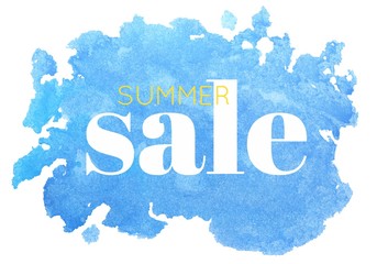 Fototapeta premium Summer Sale Watercolor Splash Artwork Blue