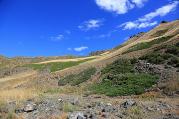 mountain and blue sky landscape view in Mongolia